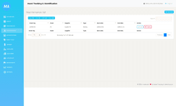 Halaman perawatan aset AIMS — jadwal dan riwayat maintenance